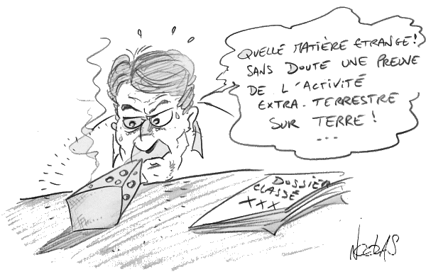 Dessin d'un homme examinant du fromage