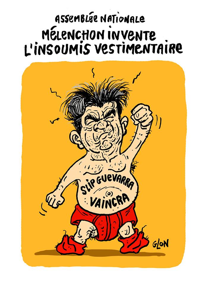 dessin humoristique de Jean-Luc Mélenchon en sous-vêtements