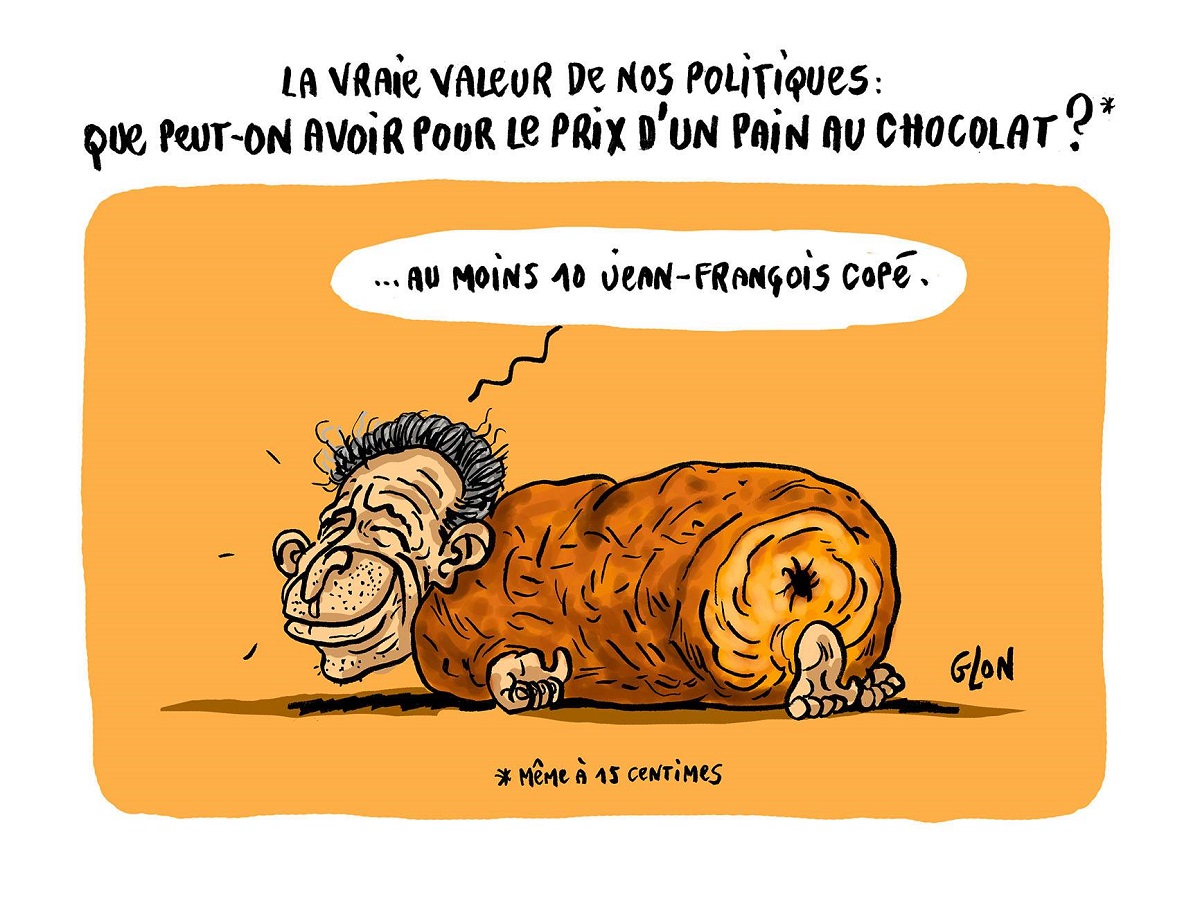 dessin humoristique de Jean-François Copé en pain au chocolat