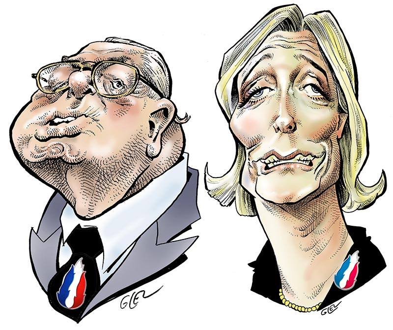 dessin humoristique de Marine Le Pen et Jean-Marie Le Pen