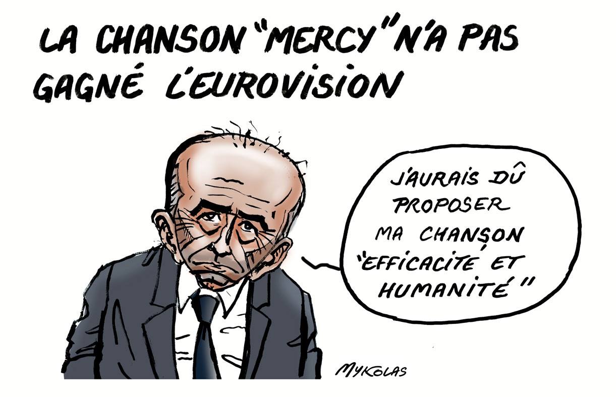 dessin d'actualité humoristique de Gérard Collomb parlant de la défaite de la France au concours de l'Eurovision