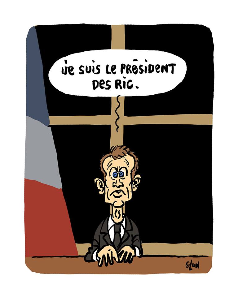 dessin d'actualité humoristique sur Emmanuel Macron et les référendums d'initiative populaire