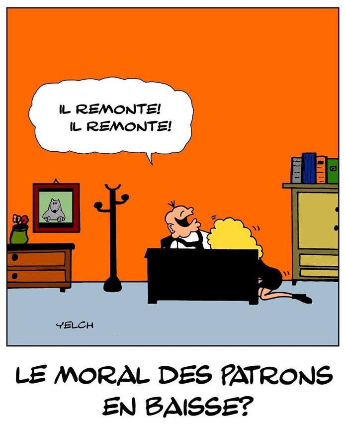 dessin de Yelch sur la baisse de moral des patrons