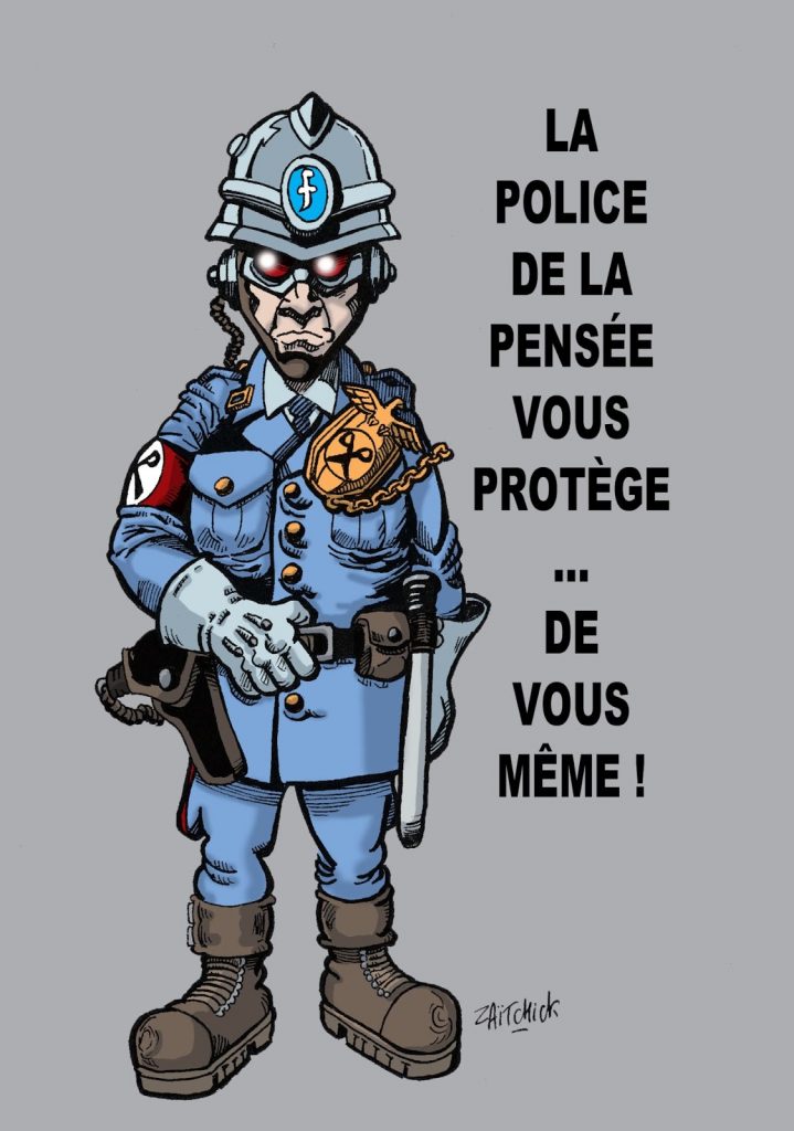 dessin humoristique de Zaïtchick sur la loi anti-haine et la police de la pensée