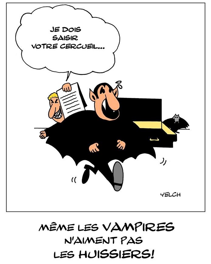 dessin de Yelch sur les vampires et les huissiers