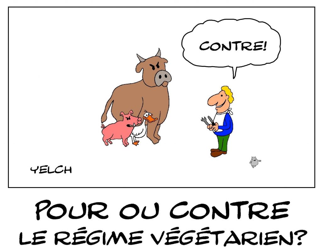 dessin de Yelch sur le régime végétarien