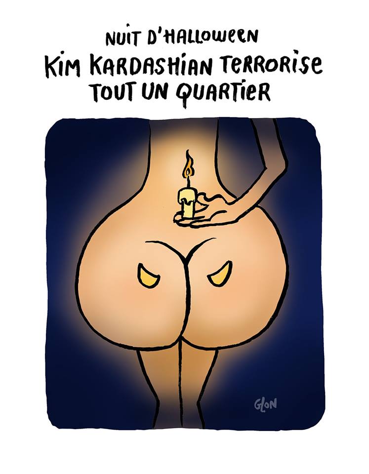 dessin humoristique de Glon sur la nuit d’Halloween et les fesses de Kim Kardashian