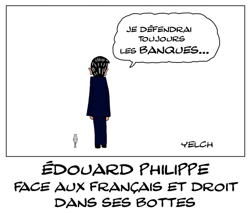 dessin de Yelch sur l’allocution d’Édouard Philippe pour défendre la réforme des retraites