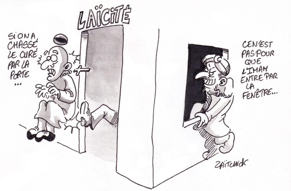 dessin de Zaïtchick sur la laïcité menacée par la montée de la religiosité