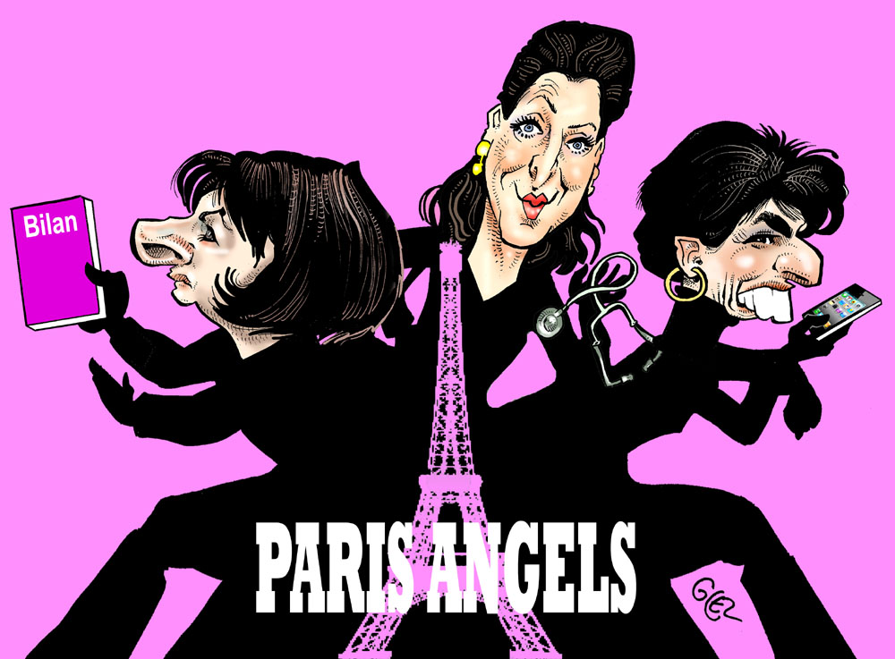 dessin humoristique de Glez sur les candidates à la Mairie de Paris