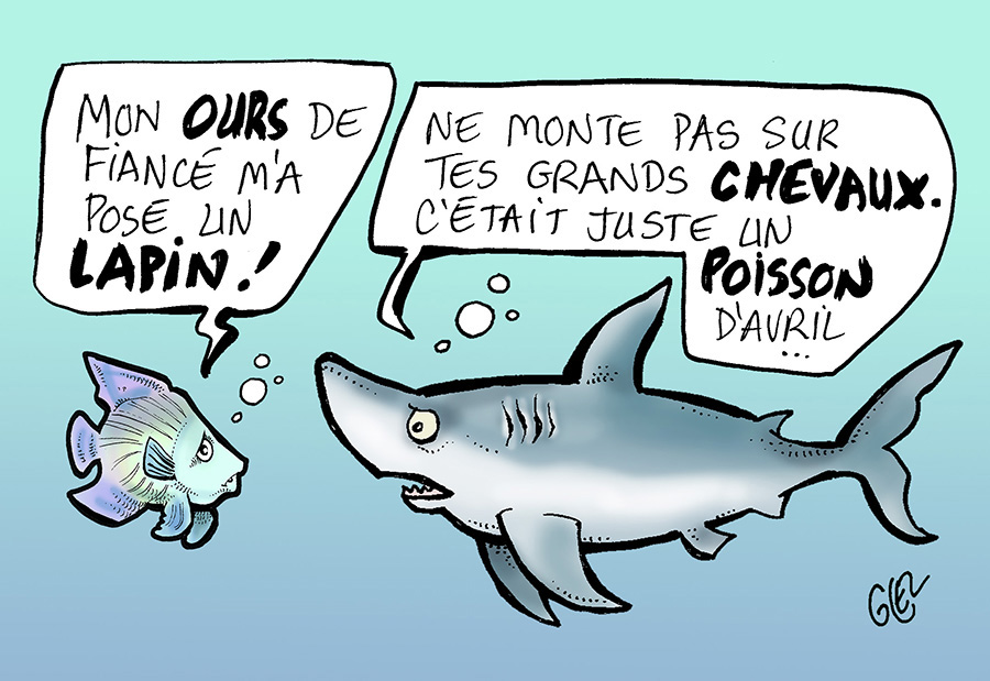 dessin humoristique de Glez sur les poissons d’avril