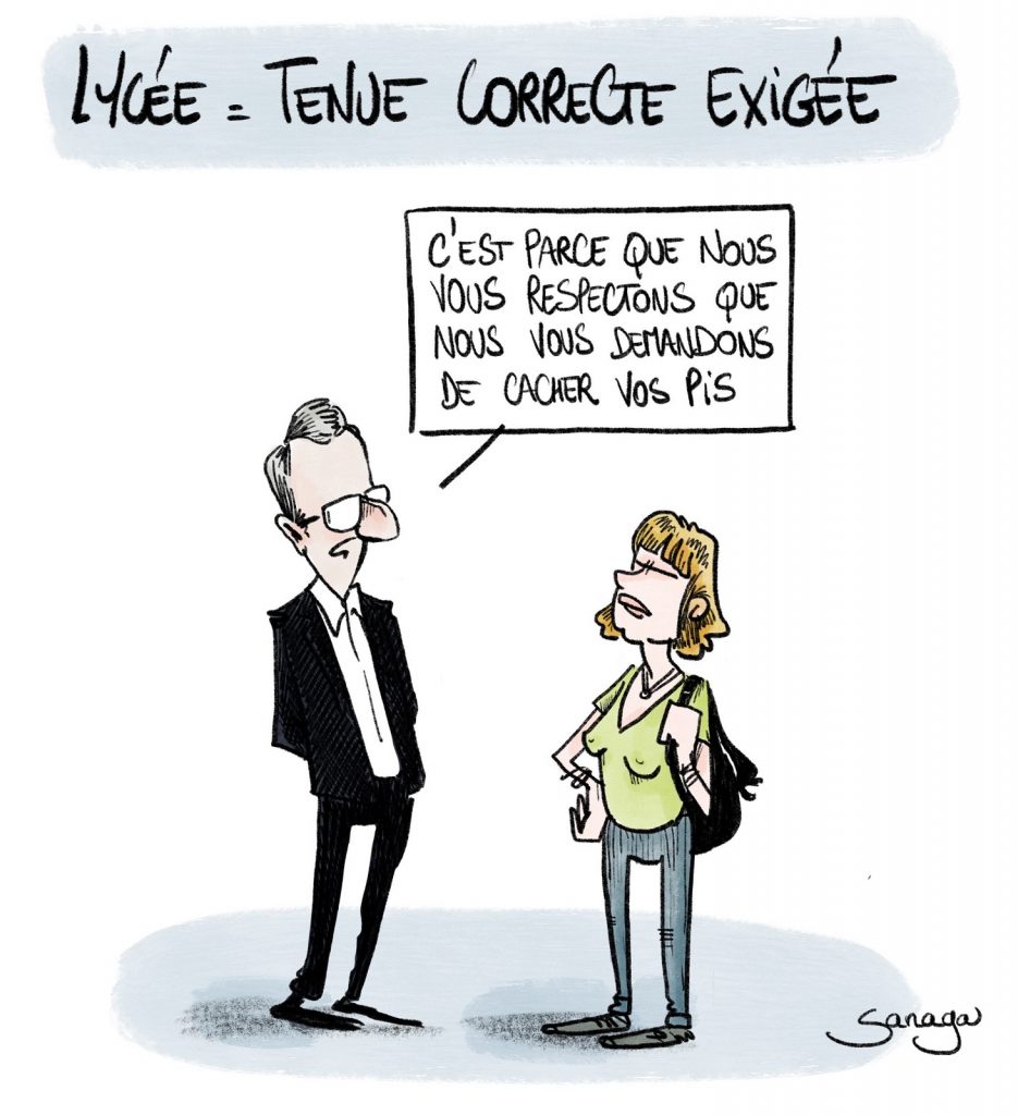 dessin presse humour lycée tenue correcte image drôle proviseur seins