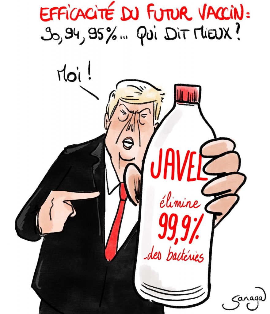 dessin presse humour coronavirus vaccin image drôle Donald Trump Javel