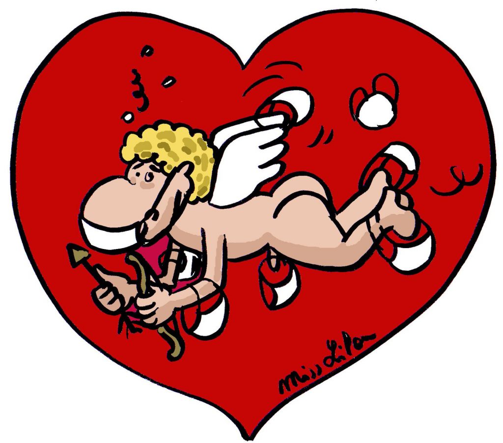 dessin presse humour coronavirus covid-19 image drôle Cupidon Saint Valentin gestes barrières