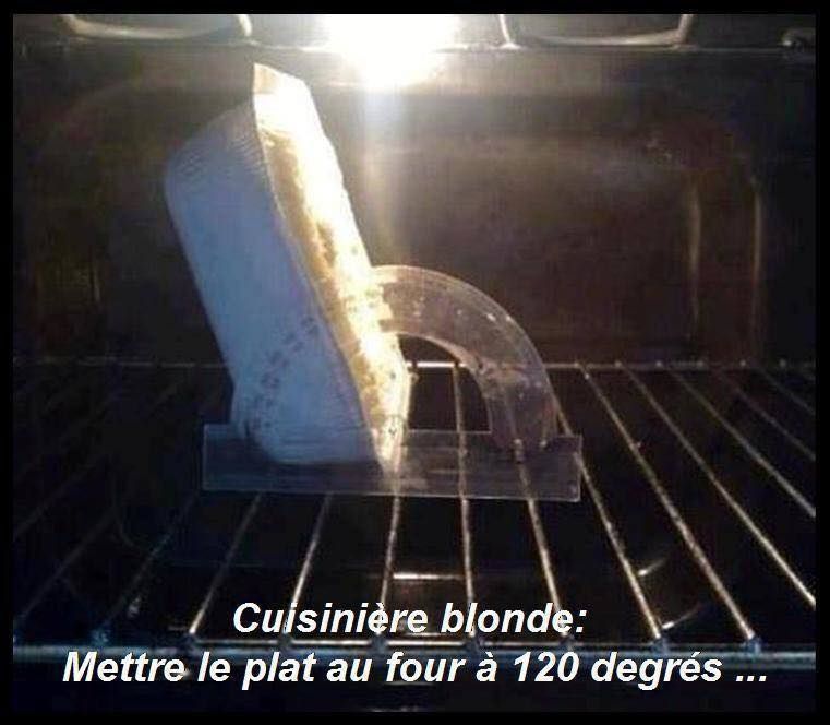 dessin humour blondes cuisinière image drôle plat four angle degrés