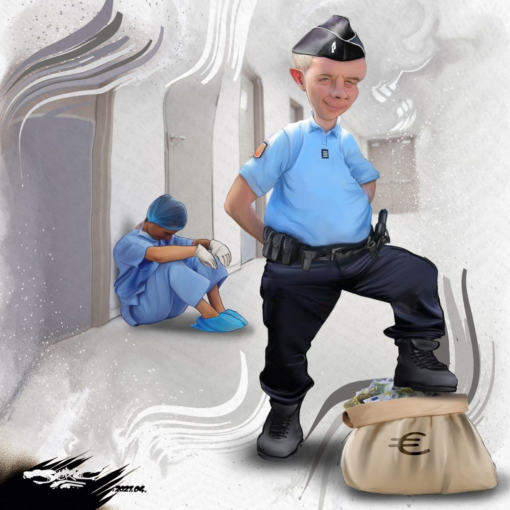 dessin presse humour dotation budget image drôle police hôpital