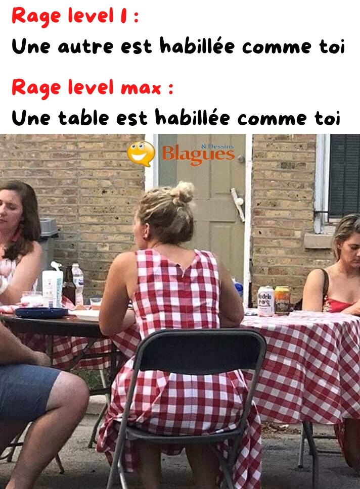 dessin humour femme vêtement image drôle mimétisme table