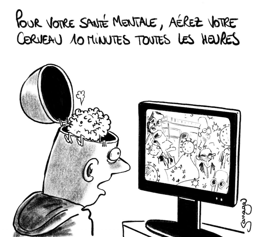 dessin presse humour écrans médias image drôle santé mentale