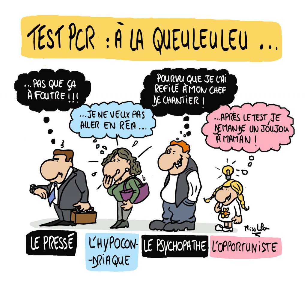 dessin presse humour coronavirus image drôle file attente tests PCR