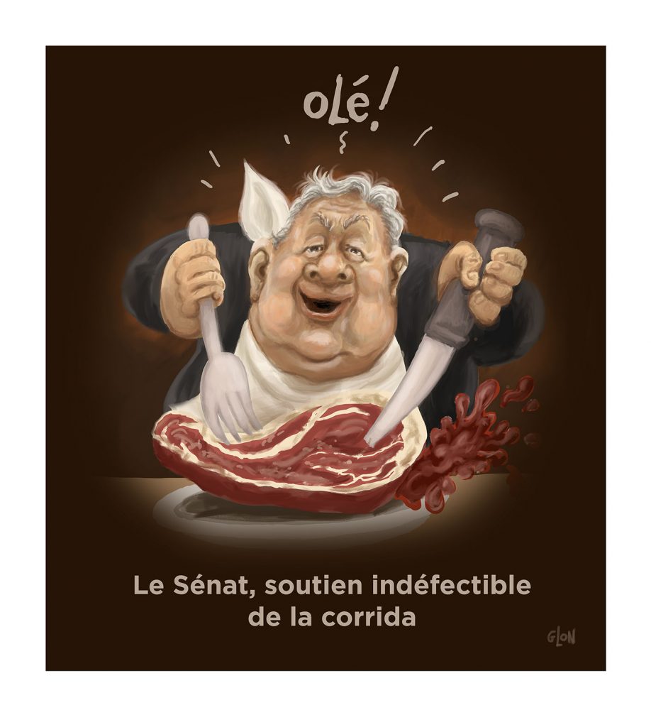 dessin presse humour Gérard Larcher image drôle soutien corrida