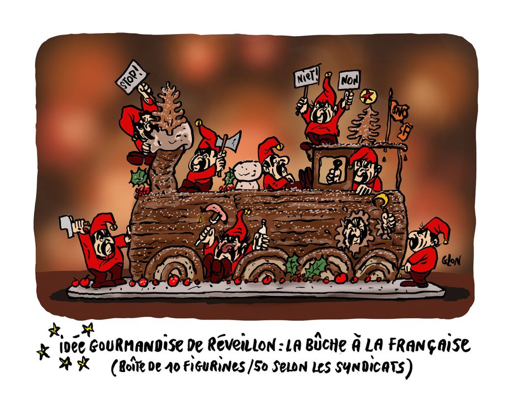 dessin presse humour grèves Noël image drôle SNCF