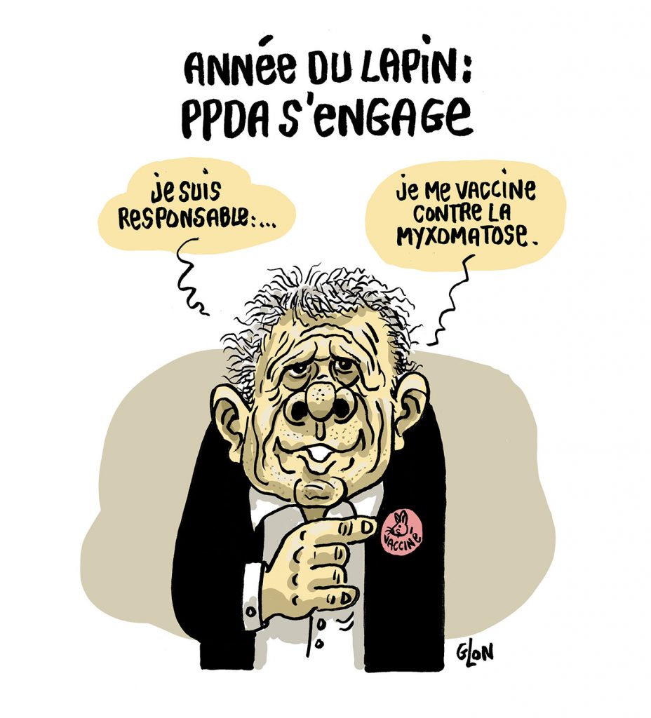 dessin presse humour Patrick Poivre d'Arvor image drôle année lapin