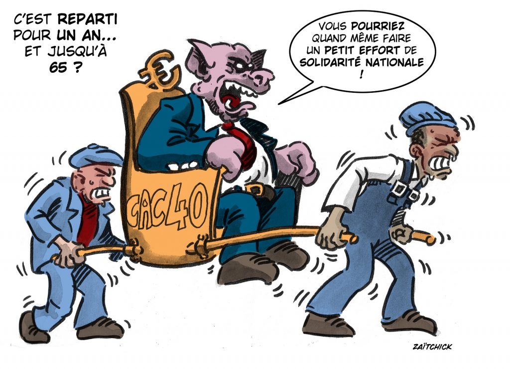 dessin presse humour solidarité image drôle réforme des retraites