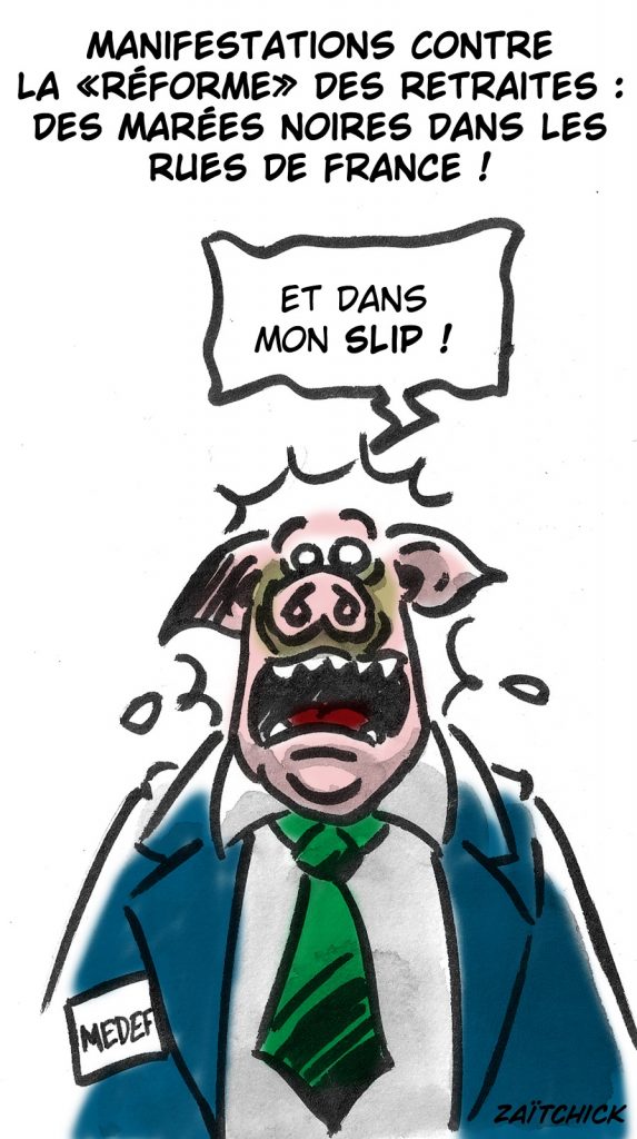 dessin presse humour Medef image drôle réforme des retraites