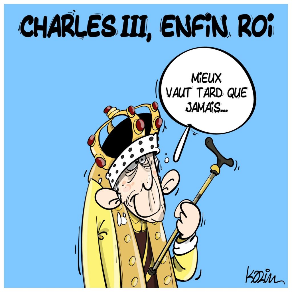 dessin presse humour Angleterre couronnement image drôle Charles III