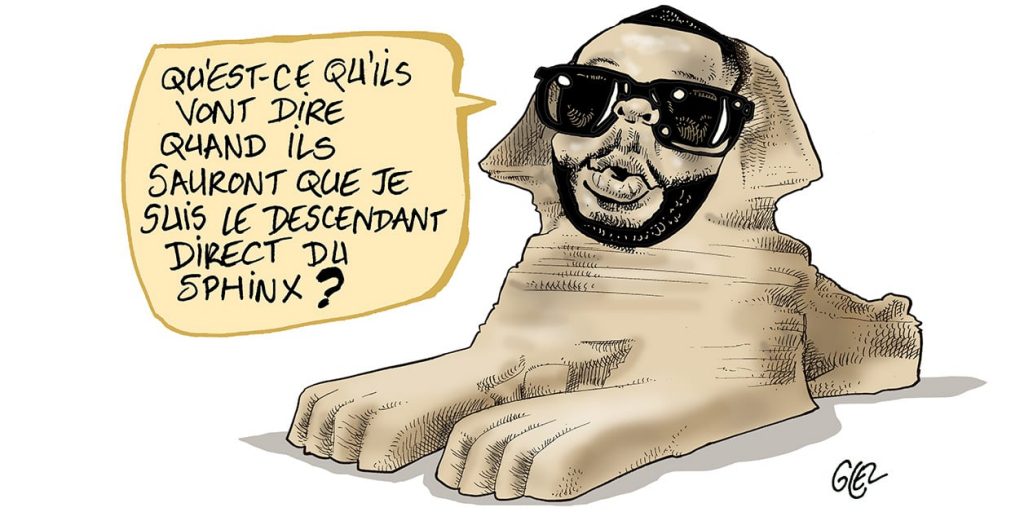 dessin presse humour polémique image drôle Gims pyramides égyptiennes