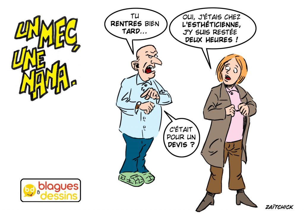 blague dessin humour mec nana homme femme gars esthéticienne devis