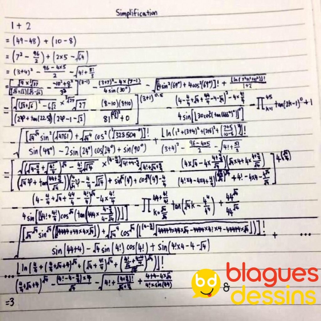 dessin humour simplification image drôle mathématiques