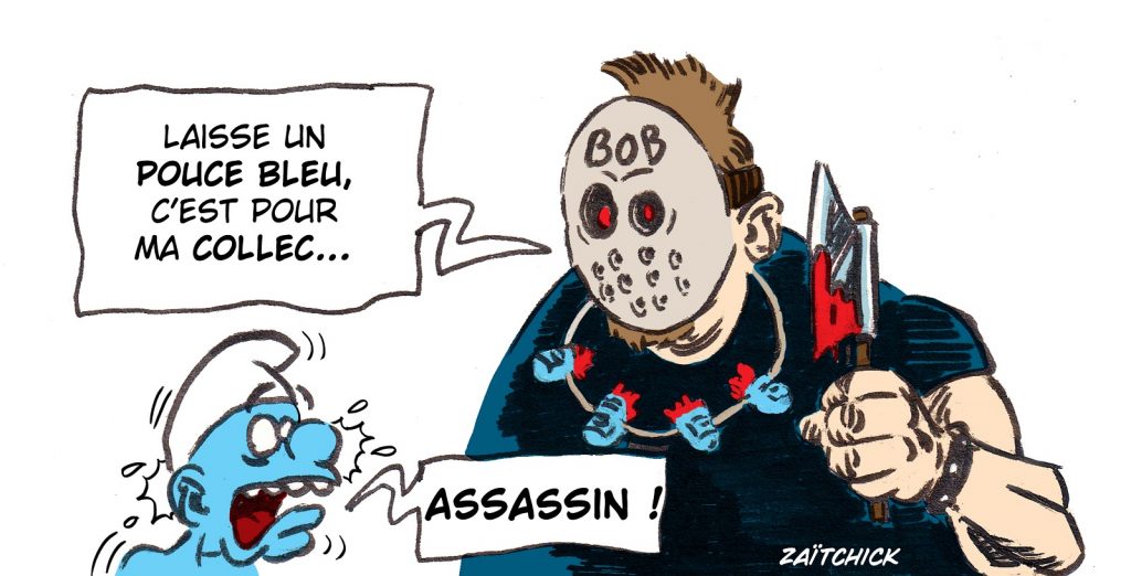 dessin presse humour Bob Zombi image drôle Schtroumpf pouce bleu Youtube