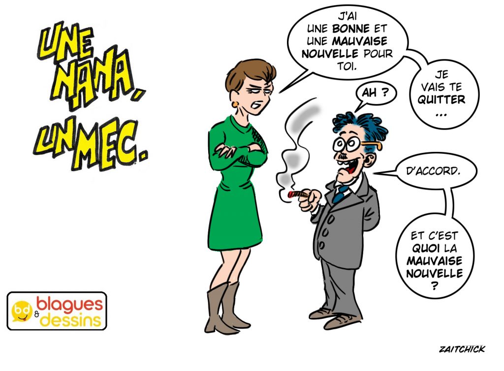 blague dessin humour mec nana homme femme séparation rupture mauvaise nouvelle