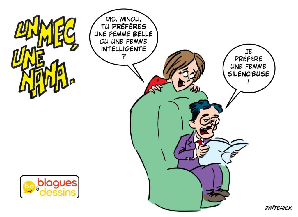 blague dessin humour mec nana homme femme beauté intelligence silence