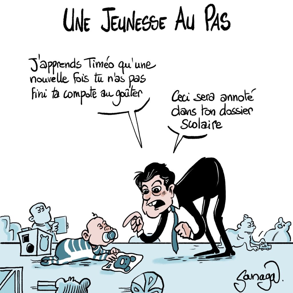 dessin presse humour Gabriel Attal image drôle rétablissement autorité jeunesse