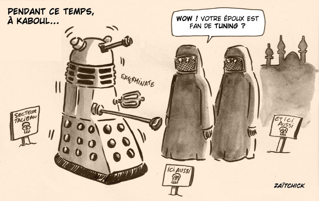 dessin presse humour Burqa Kaboul image drôle Doctor Who