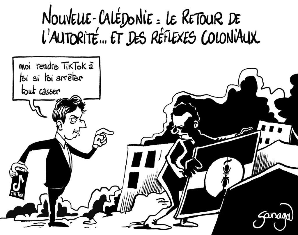 dessin presse humour Gabriel Attal émeutes Nouvelle-Calédonie image drôle blocage TikTok