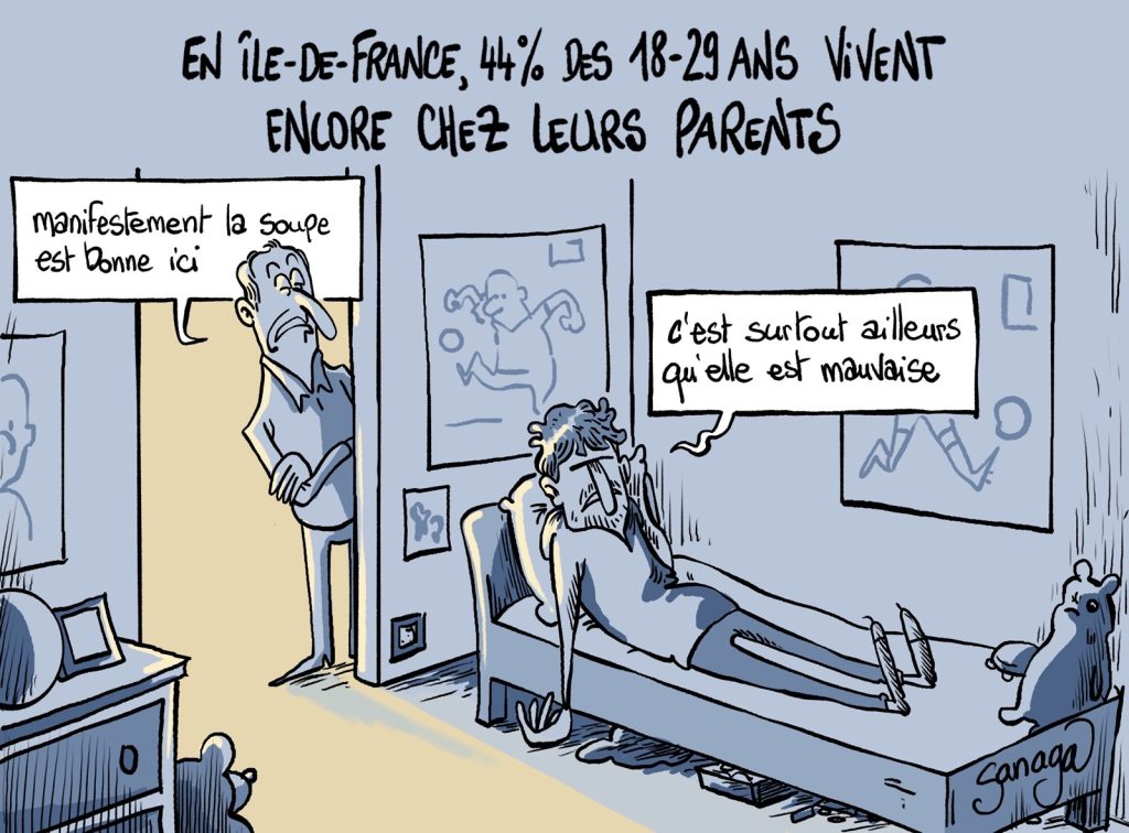 dessin presse humour jeunes adultes Île-de-France image drôle départ domicile familial