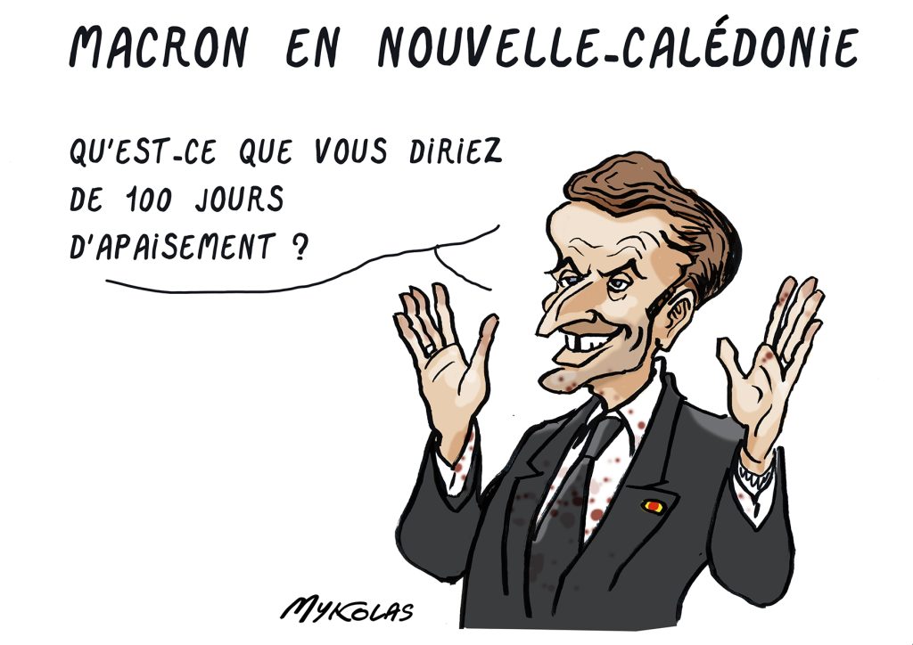 dessin presse humour Emmanuel Macron image drôle Nouvelle-Calédonie apaisement