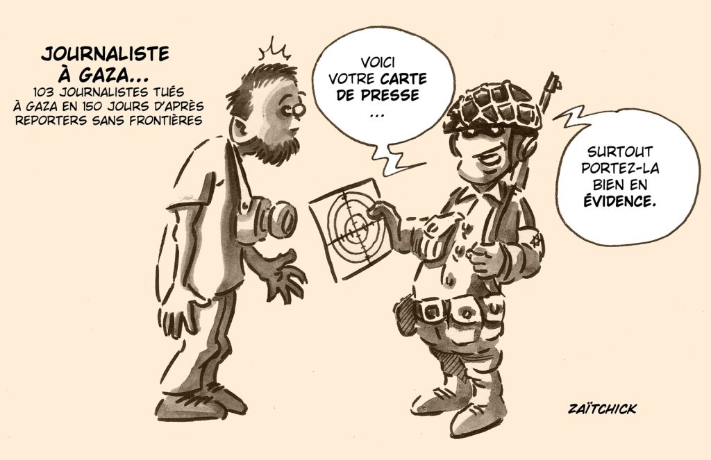 dessin presse humour journalistes mort image drôle Gaza