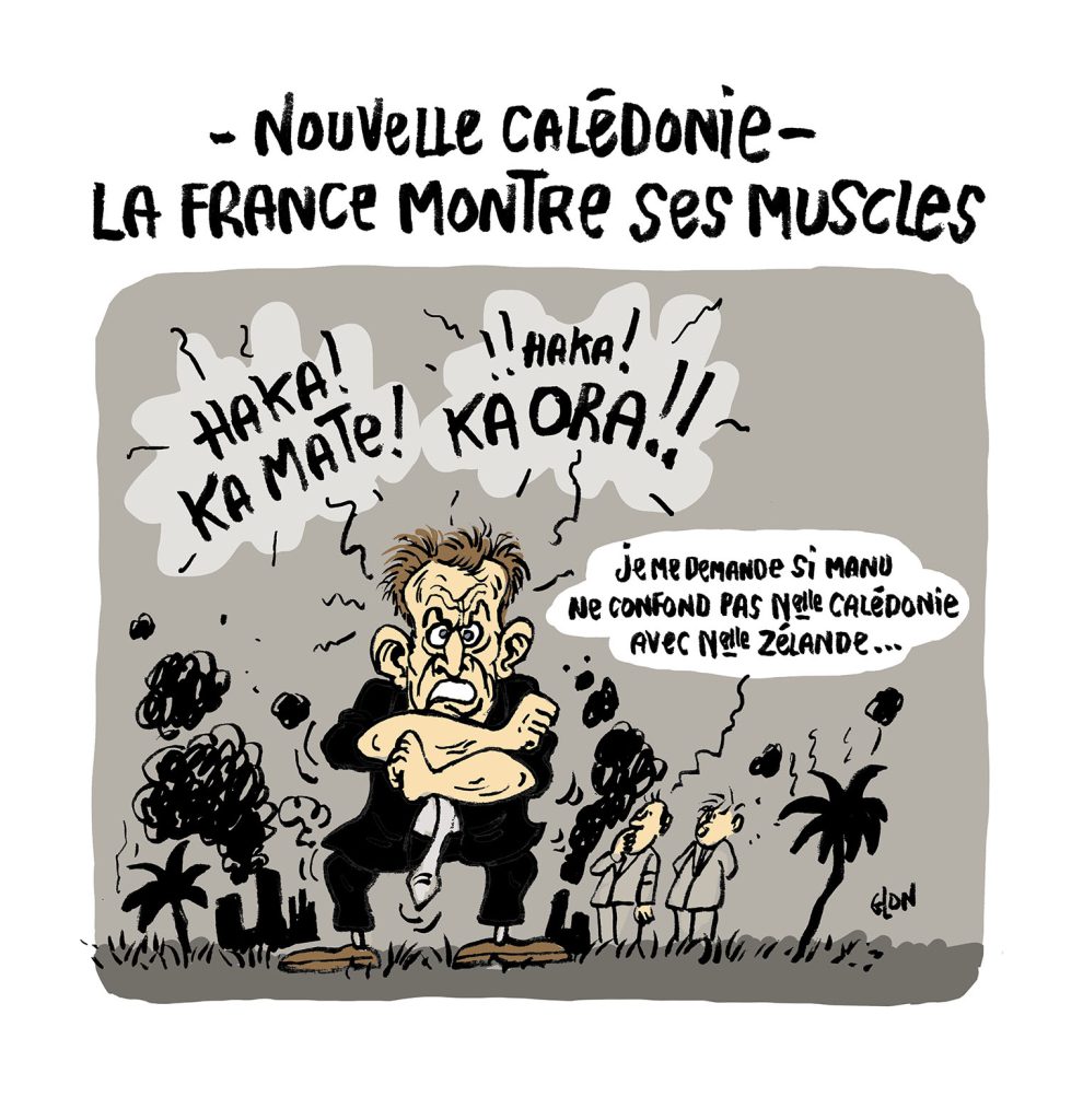 dessin presse humour Emmanuel Macron Nouvelle-Calédonie image drôle Nouvelle-Zélande