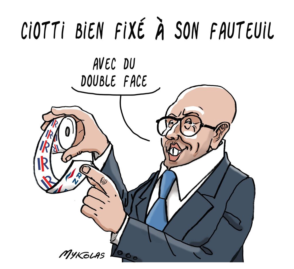 dessin presse humour ralliement Éric Ciotti image drôle Rassemblement National