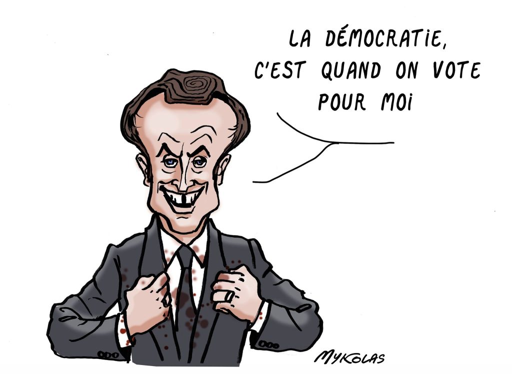 dessin presse humour Emmanuel Macron démocratie image drôle élections législatives