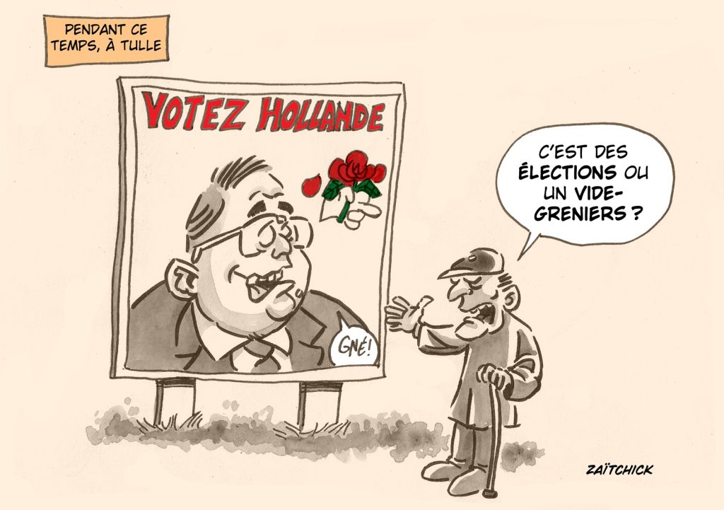 dessin presse humour élections législatives image drôle candidature François Hollande Corrèze