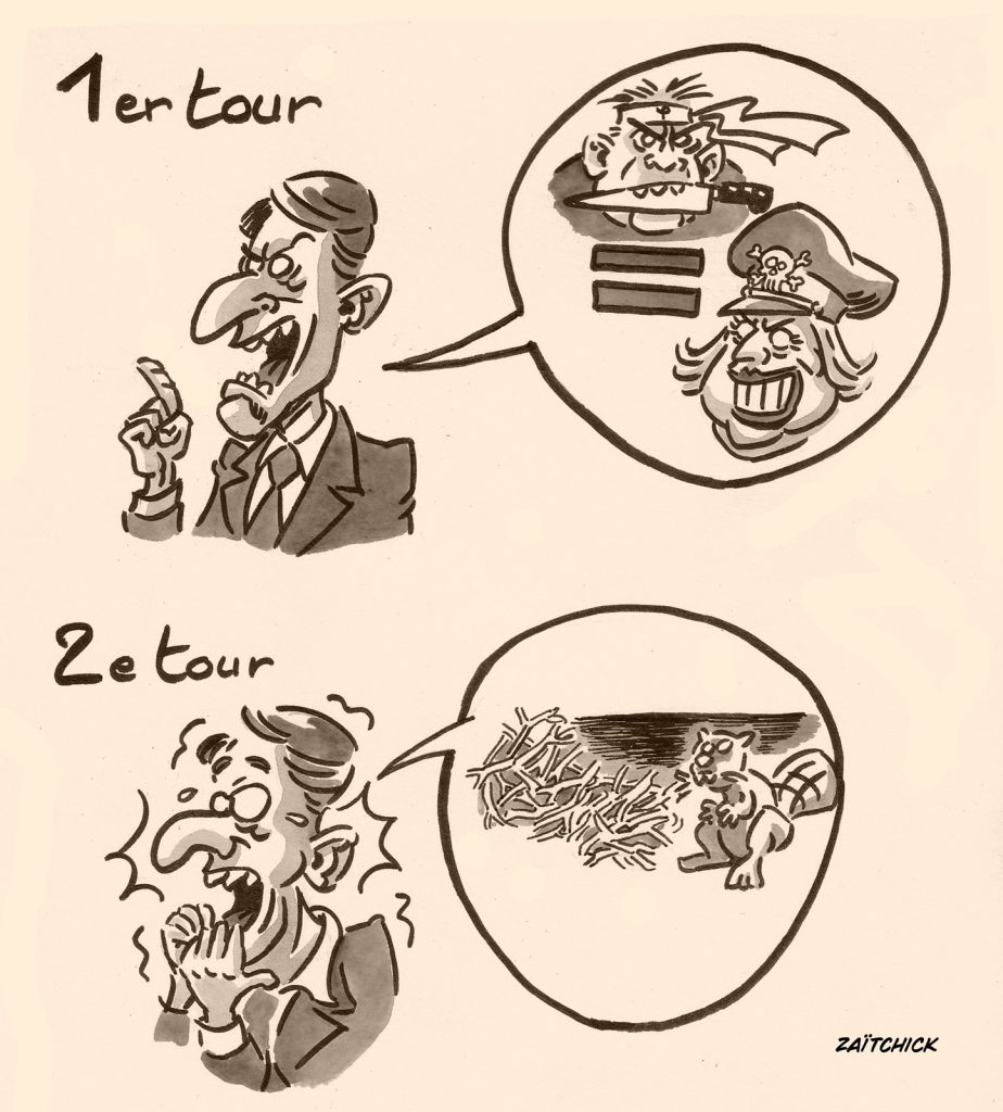 dessin presse humour entourloupe élections législatives image drôle Emmanuel Macron