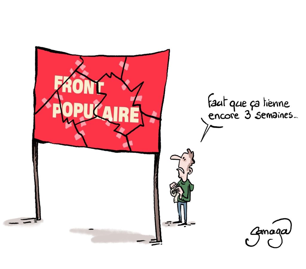 dessin presse humour coalition fragile image drôle Nouveau Front Populaire