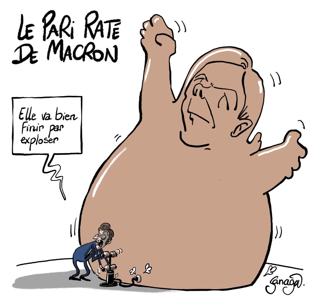 dessin presse humour dissolution Assemblée Nationale image drôle Emmanuel Macron Marine Le Pen