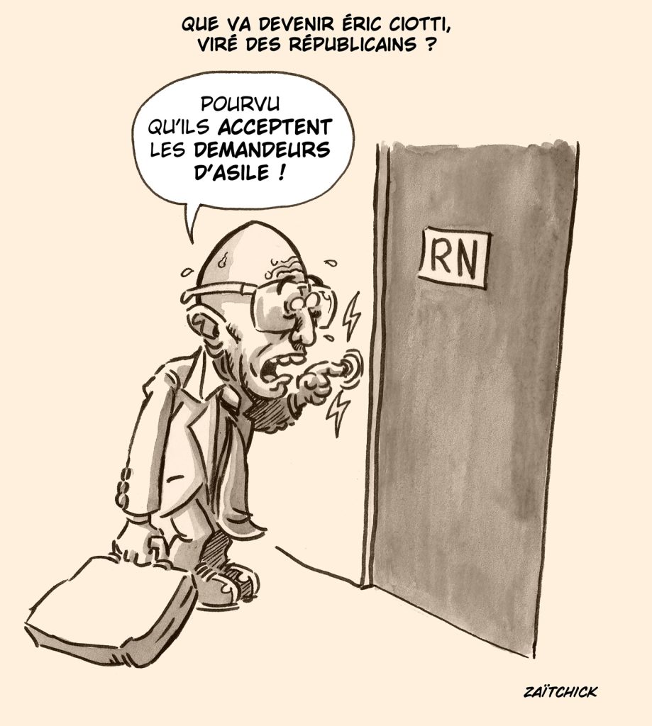 dessin presse humour ralliement Éric Ciotti image drôle Rassemblement National