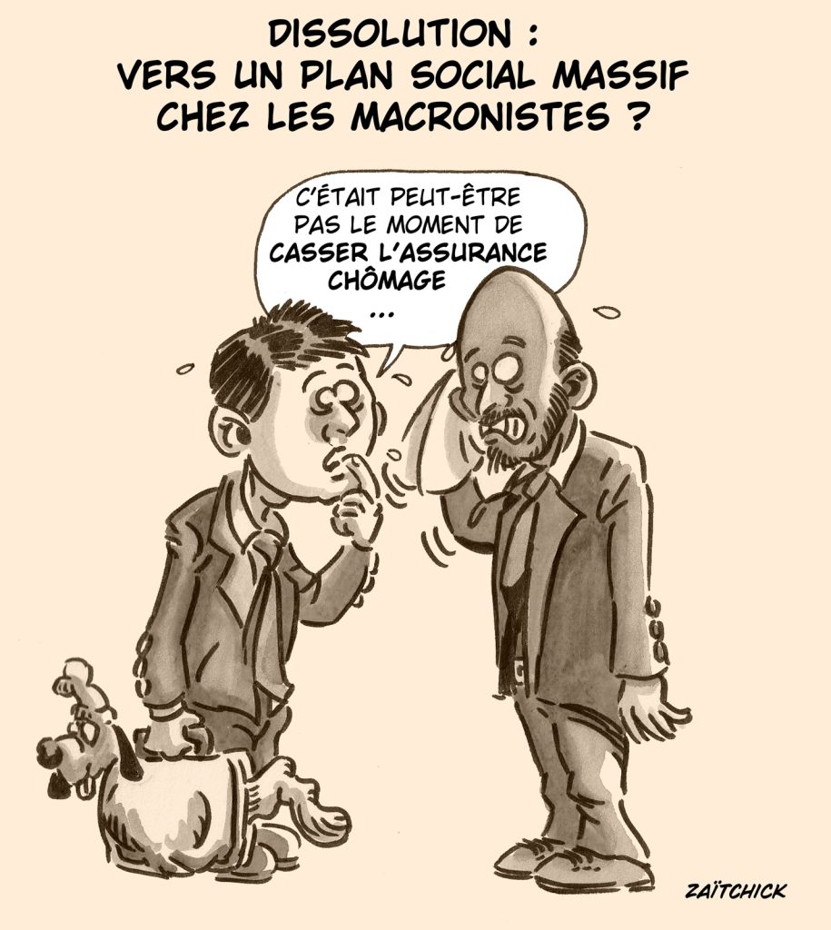 dessin presse humour dissolution Stanislas Guerini image drôle Gabriel Attal chômage